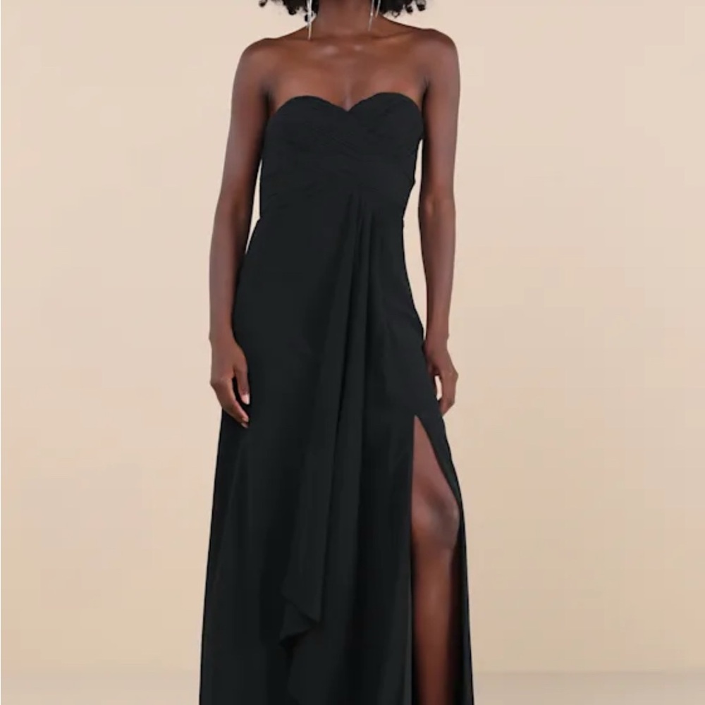 NWT Black Strapless Chiffon Gown
